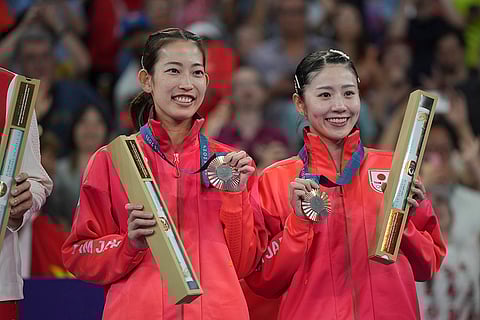 Badminton Women's doubles: Japan's Nami Matsuyama and Chiharu Shida after winning bronze medal